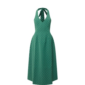 Volume Polka Dot Tie-Neck Dress