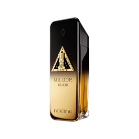 Paco Rabanne 1 Million Night Elixir Parfum Elixir, gold and black rectangular flacon with triangular emblem and cap