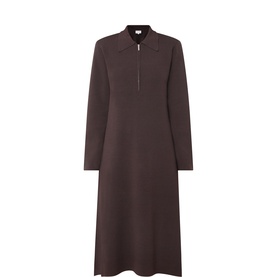 Part Two Mole dress in 100% viscose, midi length with collar, half-zip neckline and long sleeves