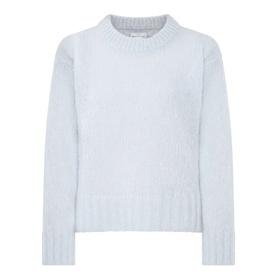 Part Two Gray Dawn mohair-wool blend crew neck jumper with ribbed cuffs and hem, relaxed cropped fit