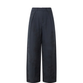 Cathleen Floral Jacquard Straight-Leg Trousers