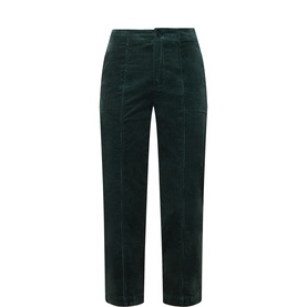 Part Two trousers in Green Gables, wide-leg corduroy with visible seam detailing and elasticated waistband