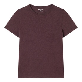 Whistles red crew neck short sleeve T-shirt in a marl finish, laid flat