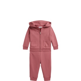 Picot Trim Fleece Hoodie & Joggers Two-Piece Set