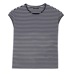 Whistles blue and white horizontal stripe short sleeve crew neck T-shirt, flat lay product shot