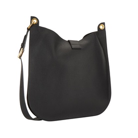 Tom Ford Tara Large Crossbody Bag in black calfskin with gold-tone hardware, signature T detail, and adjustable crossbody strap