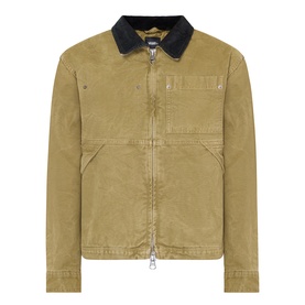 Vans brown cotton casual jacket with contrast dark collar, zip fastening, and chest pockets