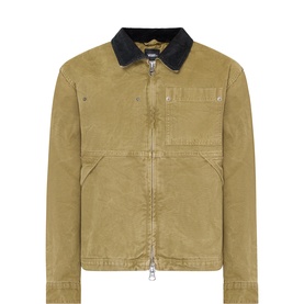 Vans brown cotton casual jacket with contrast dark collar, zip fastening, and chest pockets