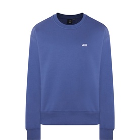 Vans navy cotton crew neck sweatshirt with small white embroidered logo on chest