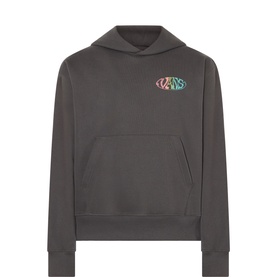 Vans black cotton hoodie with multicolour oval logo on chest and kangaroo pocket