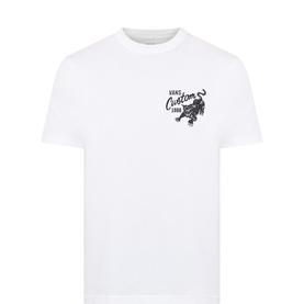 Vans white cotton T-shirt with black Custom 1966 graphic print on chest, crew neck and short sleeves