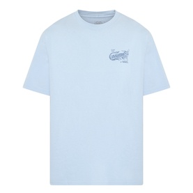 Vans light blue cotton T-shirt with small chest graphic logo print, crew neck and short sleeves