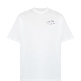 Vans white cotton T-shirt with small graphic print on left chest, crew neck and short sleeves, flat lay view