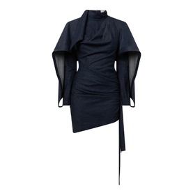 Valiant Draped Mini Denim Dress