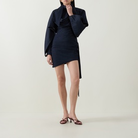 Valiant Draped Mini Denim Dress