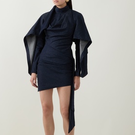 Valiant Draped Mini Denim Dress