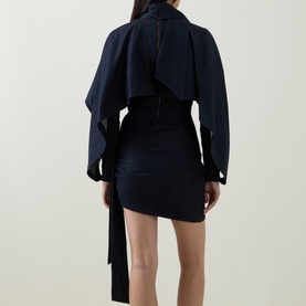 Valiant Draped Mini Denim Dress