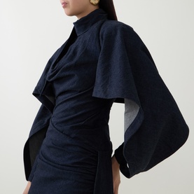 Valiant Draped Mini Denim Dress