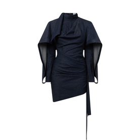 Valiant Draped Mini Denim Dress