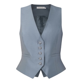 Zimmermann Valiant Single-Breasted Waistcoat in Airforce, deep V-neckline, front button fastening, mock welt pockets, cropped silhouette