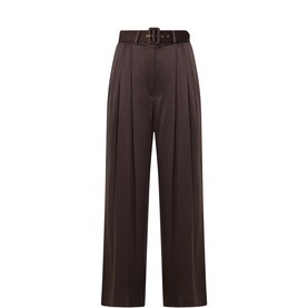 Silk Pleated Wide Leg Trousers
