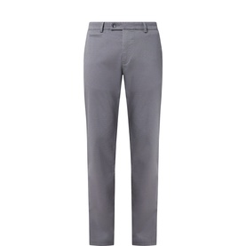 Bugatti grey cotton chino trousers with button fastening, slash pockets, and slim-tapered leg
