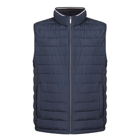 Bugatti Air Series Padded Gilet in navy, quilted sleeveless design with funnel neck, contrast trim, and front zip fastening