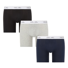Calvin Klein Boxers 3-Pack in black, grey heather and dark sapphire, cotton blend with branded elastic waistband