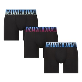 Calvin Klein Three-Pack Intense Power Boxer Briefs in black with blue, white jade and boysenberry gradient branded waistbands