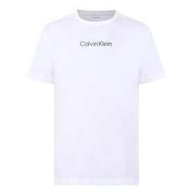 Calvin Klein white cotton T-shirt with Blue Nights logo print at chest, crew neck and short sleeves, flat lay view