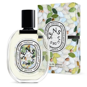 Diptyque Eau des Sens EDT 100ml bottle with floral illustrated gift box, natural spray eau de toilette