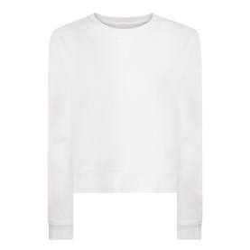 Nili Lotan Gladys Sweatshirt in ecru cotton with crew neck, dropped shoulders, long sleeves, and ribbed trims