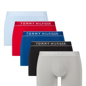 Tommy Hilfiger 5-pack cotton trunks in sky blue, red, ocean blue, black and silver with branded waistbands