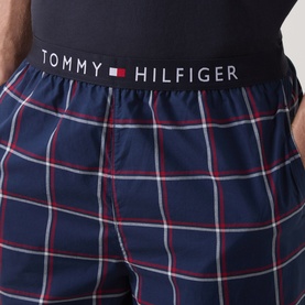 Tommy Hilfiger Pyjama Bottom in navy Rwb Windowpane Check, 100% cotton with branded elasticated waistband.
