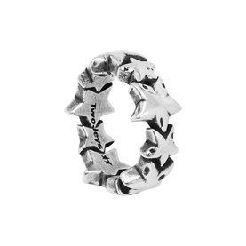 Two Jeys silver ring featuring all-over raised star motifs in an eternity band design, oxidised finish