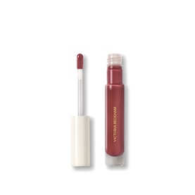 Victoria Beckham Posh Gloss in Bikini, a muted rose lip gloss shown open with applicator wand beside the closed tube