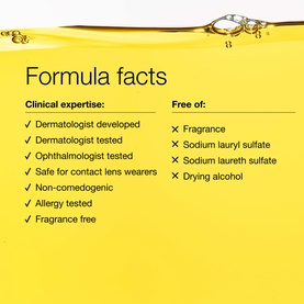 Clinique UV Solutions Brightening + Tinted Sunscreen SPF 50 formula facts card listing clinical credentials and free-from ingredients.