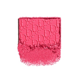 Dior Backstage Rosy Glow Blush in 106 Pomelo, pressed powder compact with embossed logo pattern and pigment swatch