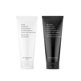 Jo Malone Care Collection Purify & Revitalise Duo, two tubes: white Shower Gel and black Body Gel-Cream