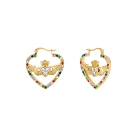 Drama Queen Heart Claddagh Drop Hoop Earrings