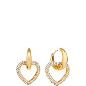 Loves It Heart Drop Hoop Earrings