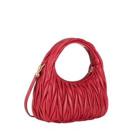 Miu Miu Wander Matelass&eacute; Crossbody Bag in Rosso red leather, gold-tone hardware, top handle, detachable crossbody strap, quilted finish