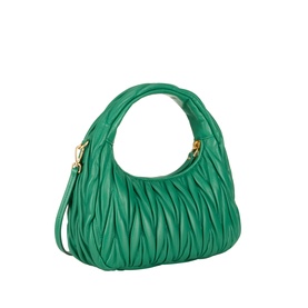 Miu Miu Wander Matelass&eacute; Crossbody Bag in Mango green leather with gold-tone hardware, top handle, zip fastening and quilted finish.