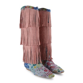 Western Fringe Floral Boots