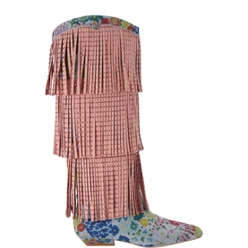 Western Fringe Floral Boots