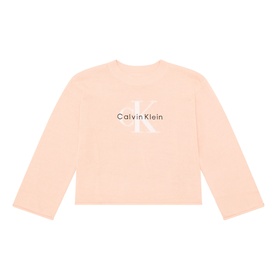 Calvin Klein children's sweatshirt in Spanish Villa, long-sleeve cotton style with monogram CK logo print to chest