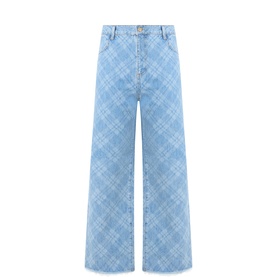 Viv Checked High-Rise Wide Leg Jeans