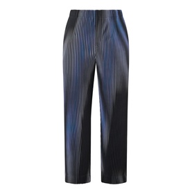 Issey Miyake Blend of Lights Pleated Trousers in blue, featuring all-over pleated legs, elasticated waist and iridescent finish