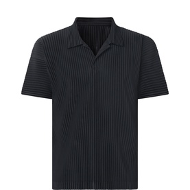 Open Collar Pleated Polo Shirt