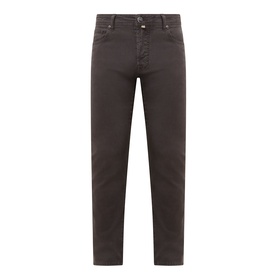 Jacob Cohen Bard Straight Leg Jeans in F44 Brown, five-pocket style with belt loops, button and fly zip fastening